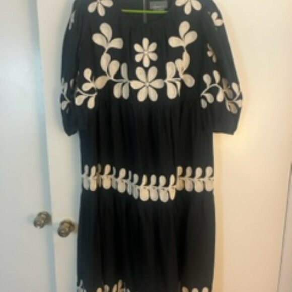 Anthropologie Puff Sleeve Embroidered Midi Dress - Picture 2 of 4